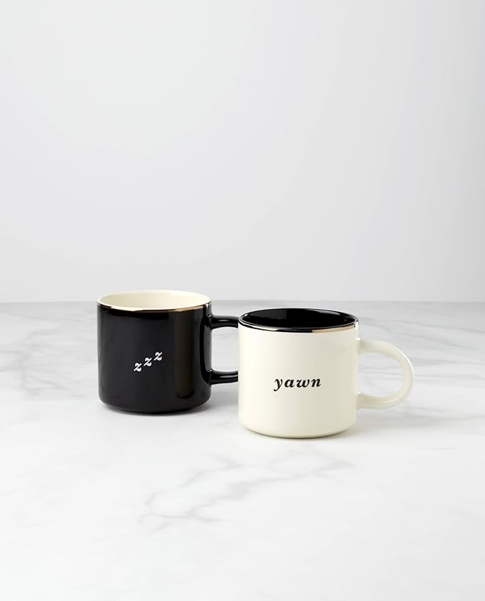 kate spade new york Yawn & ZZZ, Mugs, Set of 2, Black