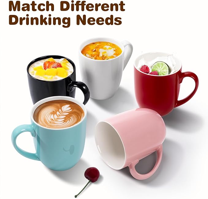 Urbanstrive 16 oz Large Coffee Mugs Set of 4 Ceramic Coffee Mug Multicolor Coffee Cups Tea Cups Idea Gift for Women Men House Warming Gifts New Home Office, Multicolor 4 Pack