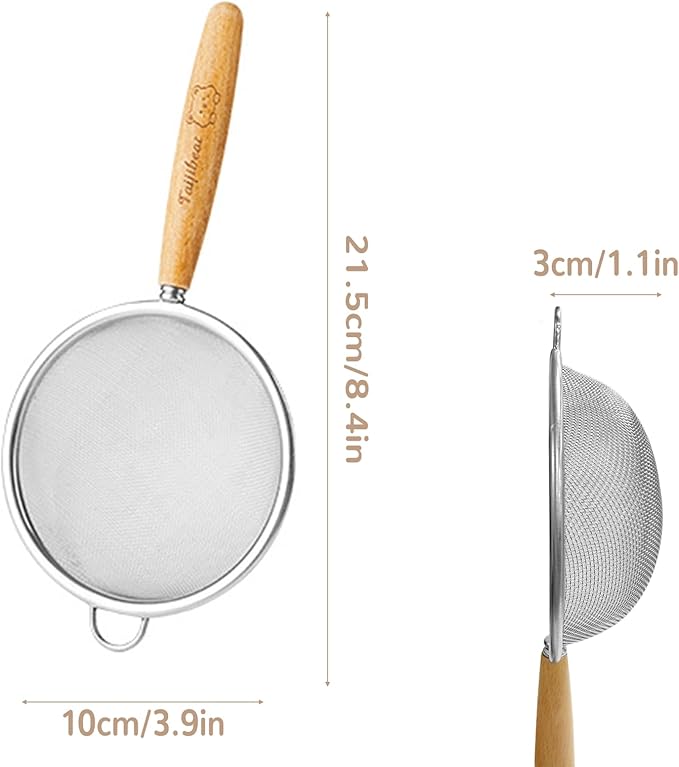 1 Pack Fine Mesh Strainer whit Hanlde,40 Mesh Stainless Steel Kitchen Strainer for Sifting, Draining Pasta, Straining Juice and Egg Whites
