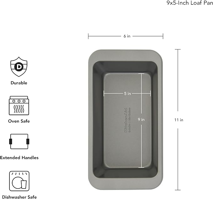 KitchenAid 9x5in Nonstick Aluminized Steel Loaf Pan, Contour Silver (Pack of 6)