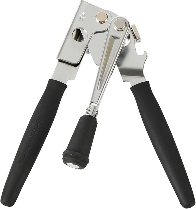 Restaurantware Stainless Steel Magnetic Manual Can Opener - 36 Pack - German Standard Black Crank Can Opener with Magnet, Ergonomic Handle, Non-Slip- Heavy-Duty Hand Can Opener, Easy Turn, Sharp Blade