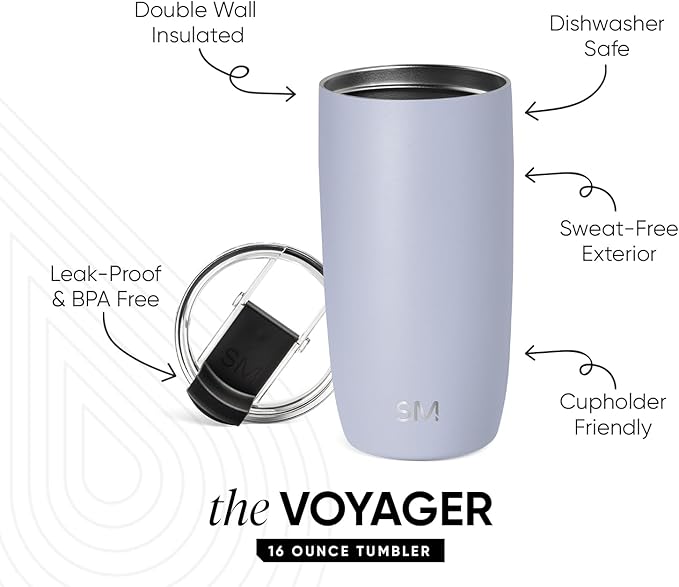 Simple Modern Voyager Tumbler with Flip Lid | Travel Coffee Mug | Insulated Stainless Steel Cold Brew Iced or Hot Coffee Cup | Gifts for Women Men Her Him | 16oz, Dreamscape