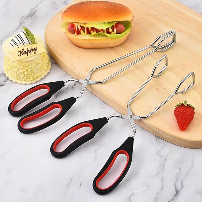 Stainless Steel Scissor Tongs, 11/13inch Multi Function Kitchen Tongs with Comfort-Grip Heavy Duty Handle Heat Resistant Tongs for Cooking Grilling Serving Barbecue(COLOR:A)