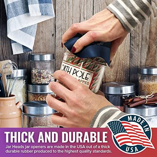 JAR HEADS Rubber Jar Opener Gripper Pad 5 Pack - Thick 5 Inch Grippers for Opening Jars Made in the USA - Jar Opener for Weak Hands & Seniors with Arthritis (Navy, 5 Pack)