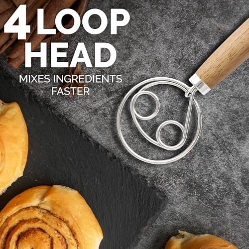 Zulay Kitchen Double-Eye 13" Danish Dough Whisk
