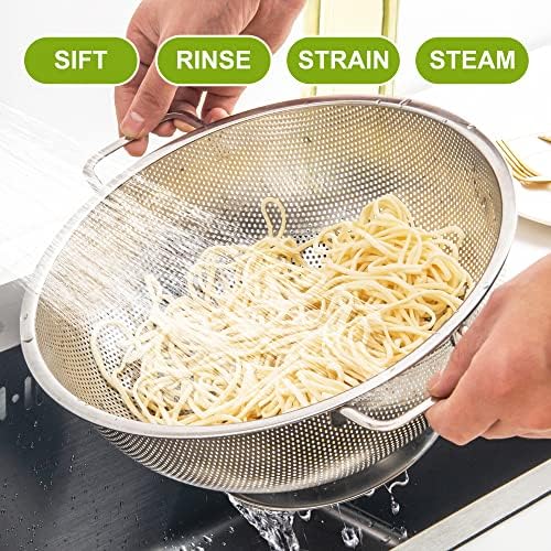 Gulex Colander Stainless Steel 5-Quart, Strainer Kitchen, Dishwasher Safe