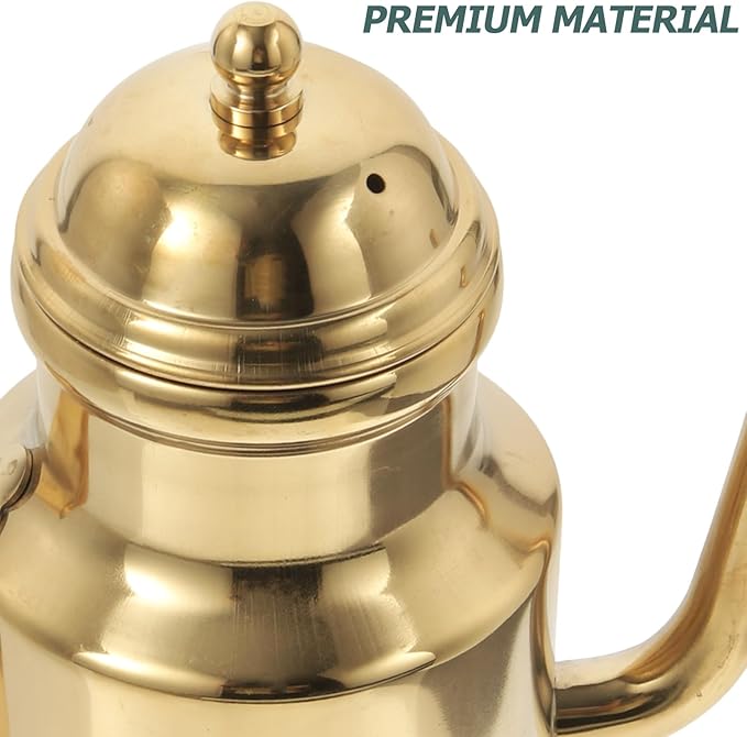 Cabilock Oil Dispenser Vinegar Dispenser Bottle Stainless Steel Oil Can Container with Handle for Kitchen Restaurant Cooking BBQ Golden
