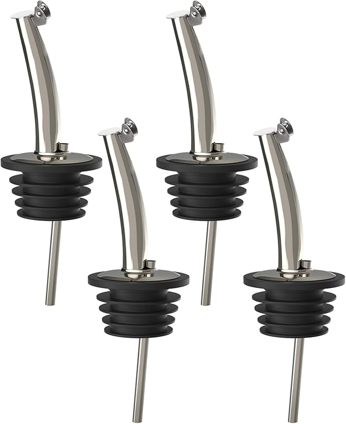 Stainless Steel Pourers, Speed Liquor Bottle Pourer for About 3/4" Bottle Mouth, 4 Pcs