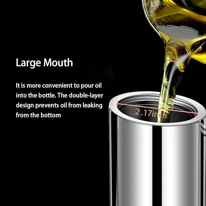 Sumerflos Olive Oil Dispenser Bottle Stainless Steel, 700ml/24oz Drip-Free Pouring Oil Pot, Large Oil Storage Container for Salad and Kitchen Cooking