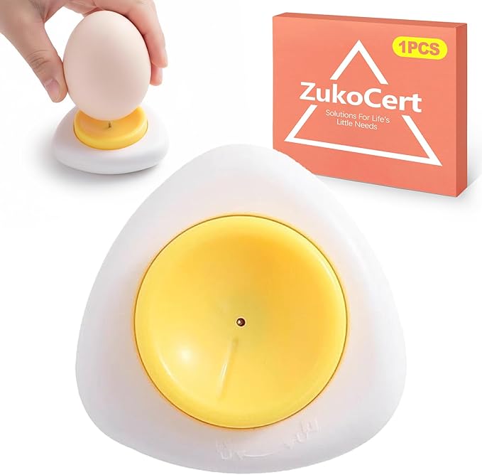 ZukoCert Stainless Steel Egg Piercer for Raw Eggs - Egg Hole Puncher with Safety Lock to Prevent Shell Cracking During Boiling, Makes Peeling Easy