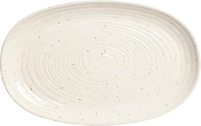 SANGO Siterra 2-Piece Speckled Stoneware Serving Platter Set for Easter - Large & Medium Ceramic Platters with Glossy Rustic Glaze, White Serving Dishes for Entertaining, Microwave and Dishwasher Safe