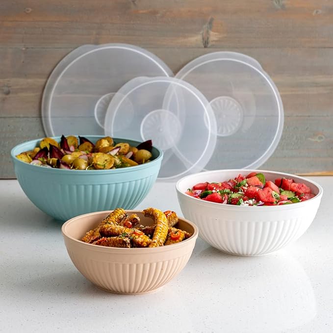 Nordic Ware Prep and Serve Mixing Bowls Set, 6-Piece, Earth-Tones
