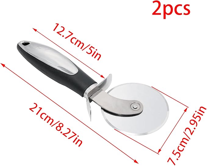 2 Pack Stainless Steel Pizza Cutter Wheel,kitchen aid pizza cutter,Safety and Comfort Handle to Protect Finger for Pizza,Tart,Dessert Slicer