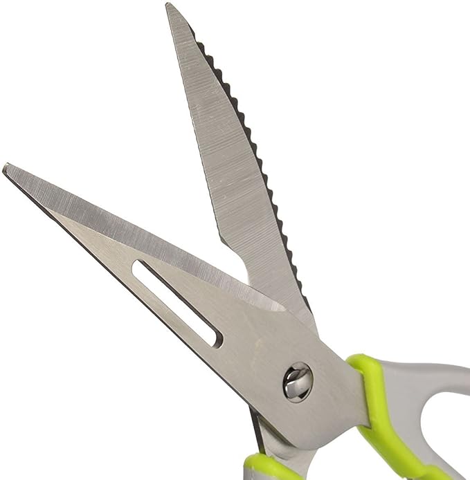 Multifunction Kitchen Food Scissors, Detachable Stainless Steel Heavy Duty Culinary Scissors, 7-in-1 Household Shears with Magnetic Holder, for Cut Poultry Meat Bone Vegetables Fruit Seafood (red)