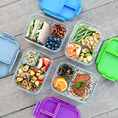 Bentgo Glass Lunch Box, Leak-Proof, 3-Compartment, 5-Cup Capacity