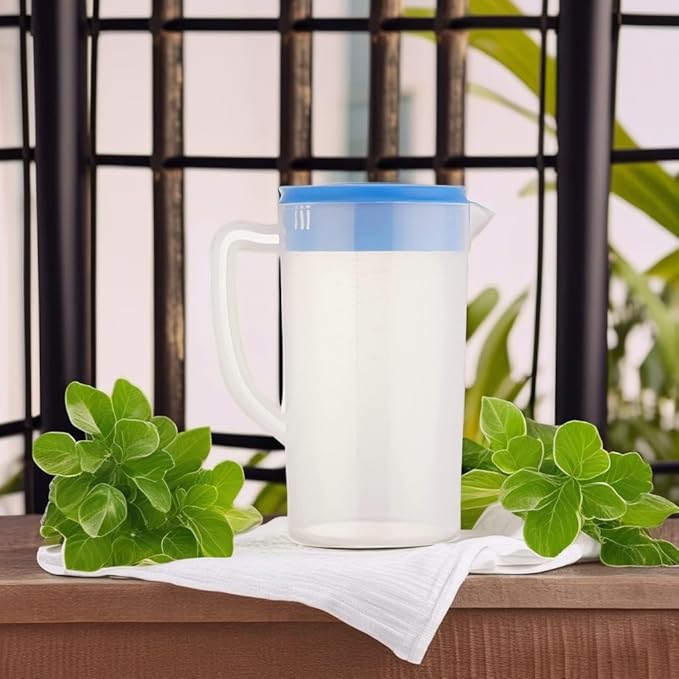 81oz/2.4Litre/0.63 Gallon Plastic Water Pitcher with Lid BPA-FREE Carafes Mix Drinks Water Jug for Hot/Cold Juice Beverage Ice Tea (Navy, 81oz)