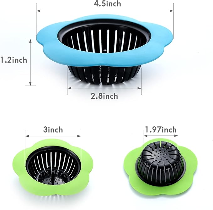 4 Pcs Kitchen Sink Strainer, Upgraded Silicone Sink Drain Strainer for Most Kitchen Sink Drain Basket 4.5" Diameter