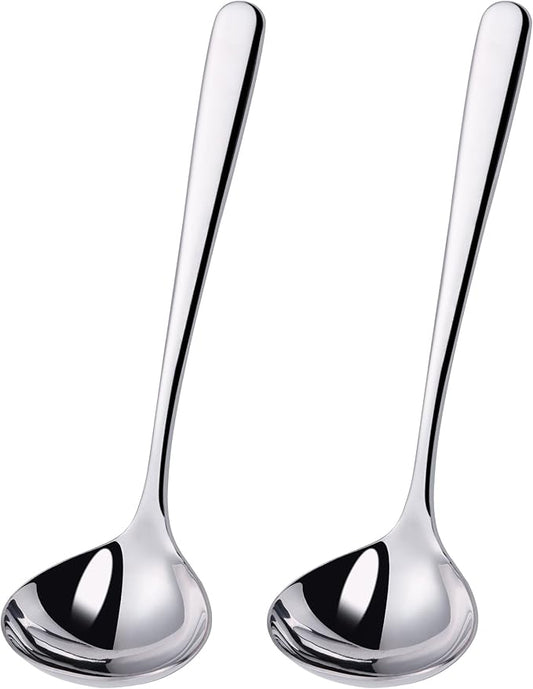 2 oz. Soup Ladles SUS304 Stainless Steel Gravy Ladle for Serving,9.5 Inch Sauce Ladel Spoon(Silver)(Set of 2)