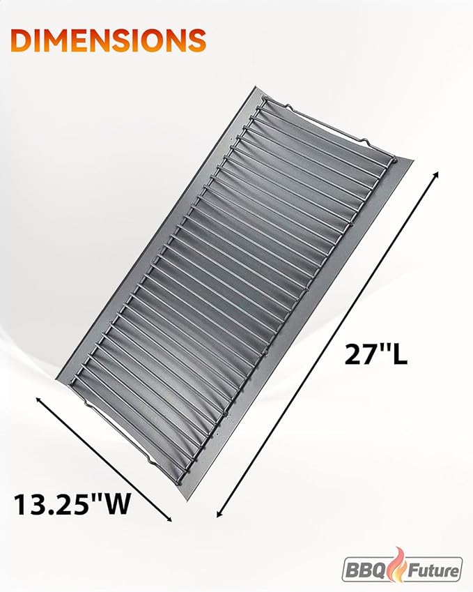 MixRBBQ 27 inch Ash pan for Chargriller 1224 1324 2121 2222 2727 2828 2929 Charcoal Grill, Fire Grate Replacement Part with 2pcs Fire Grate Hanger, Porcelain-coated Steel 27" Drip Pan