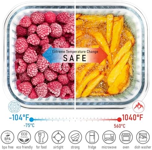 Ribbed Glass 4 Stackable Meal Prep Containers with Acacia Lids