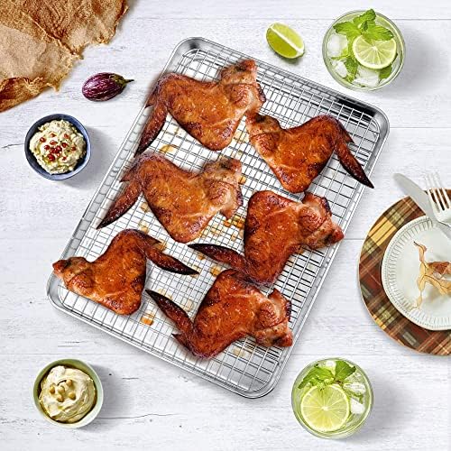 P&P CHEF 12.5 Inch Toaster Oven Pan Tray with Wire Rack, 2 PCS