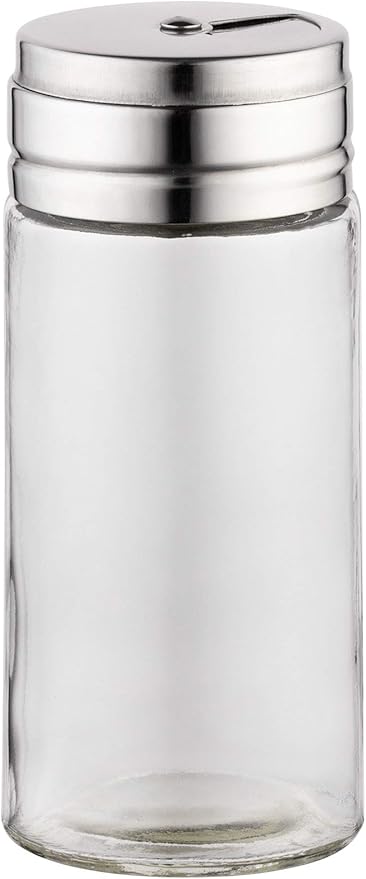Fox Run 5167 Glass Spice Jar with Stainless Steel Shaker Lid, 6 Ounce, Clear Container for Seasonings, Small (Pack of 2)