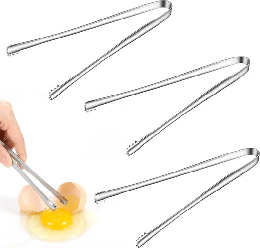 3pcs Chalaza Remover for Eggs, 5.98 Inch Egg Chalaza Removal Tool, Toothed Design Eggshell Fragment Remover Tong for Cooking Food Cake Bakers Pastry Chefs