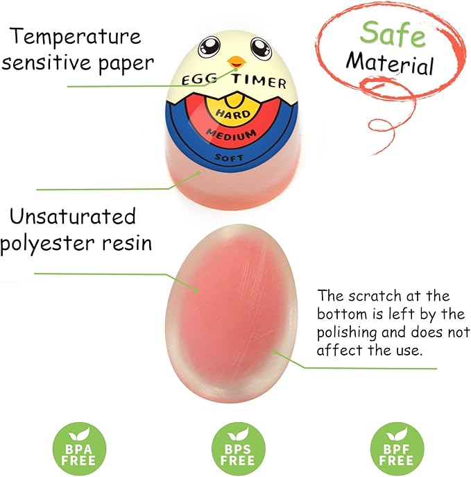 Lasubst Egg Timer that Goes in Water for Soft Medium Hard Boiled Eggs, 1 Tricolor 1 Green