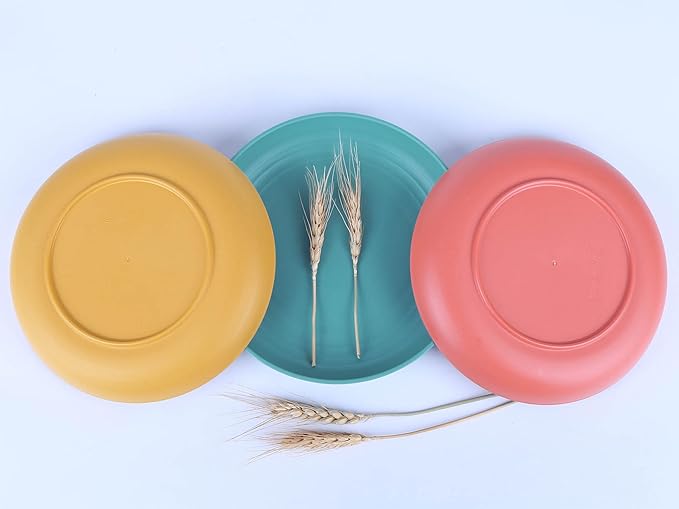 LuckyZone 7.8 Inches Unbreakable Wheat Straw Plates - Reusable Plate Dinner Set - Dishwasher & Microwave Safe - Healthy, BPA Free & Eco-Friendly (7.8 Inches/6 Color_H)
