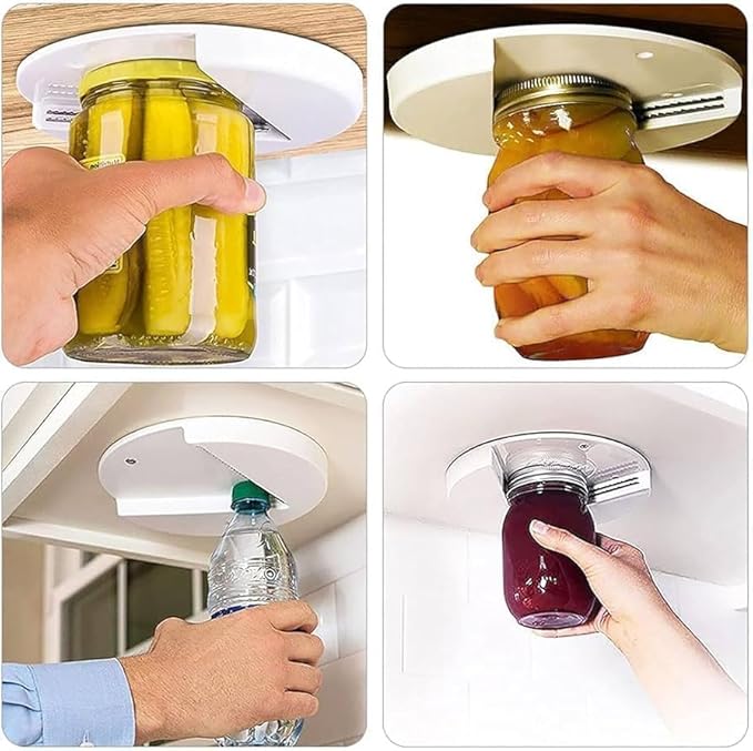 5 Pack Under Cabinet Jar Opener for Seniors & Arthritis – Heavy Duty One Hand Lid Opener, Easy Grip Kitchen Tool for Weak Hands, Strong Non-Slip Jar Opener for Tight Lids