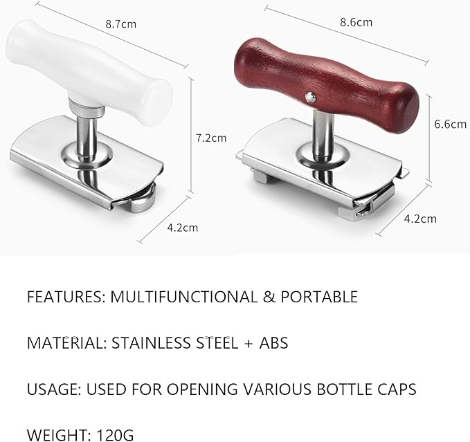 Jar Opener, Cap Crack Opener - Jar Opener for Weak Hands, Adjustable Multifunctional Jar Lid Opener - Easy to Grip and Open for Stuck Jars, Bottles & Lids (Wooden)