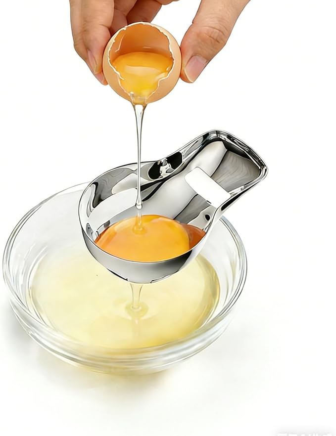 Egg Yolk Separator, Egg Cracker Tool for Raw Eggs, Food Grade Stainless Steel Egg White Separator, Cute Kitchen Accessories