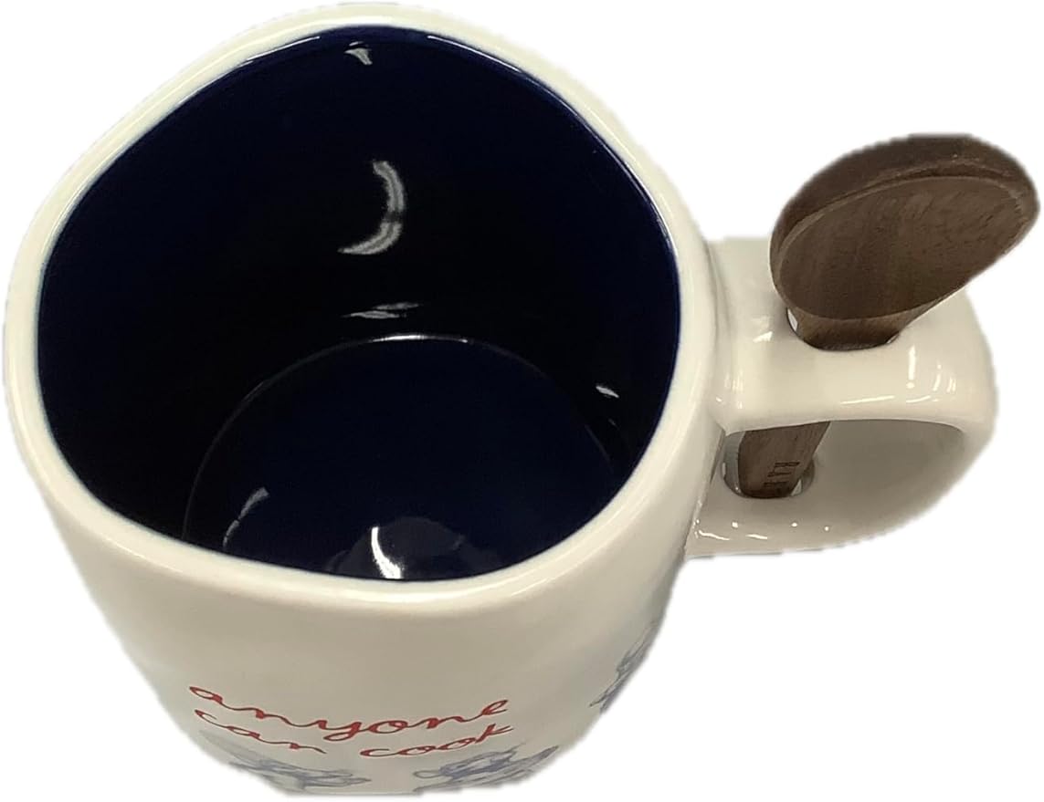 Rae Dunn Coffee Tea Ceramic Mug, Remy Anyone Can Cook with Spoon