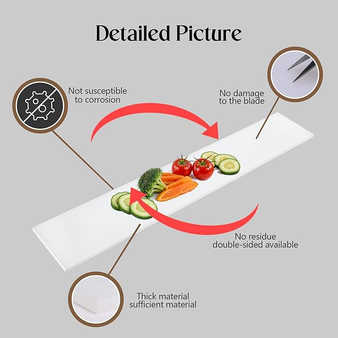 Commercial Cutting Board, Plastic Poly Kitchen Board Dishwasher Safe, Heavy Duty Food Prep Surface for Restaurant Use (72"L x 8.88"W x 0.57"Th)