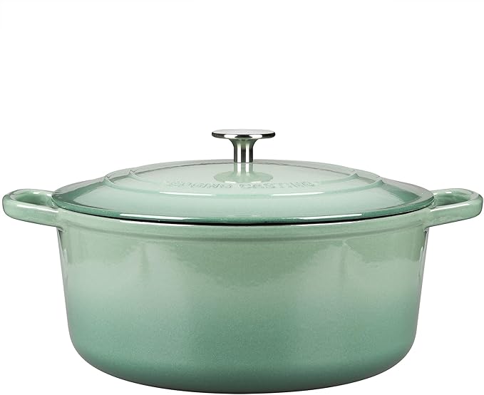 Enameled Cast Iron Dutch Oven Pot With Lid, 5.5 Quart, for Bread Baking, Cooking, Sage Green