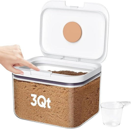 Brown Sugar Container Airtight, 3 Quart Brown Sugar Keeper Storage Container with Spoon