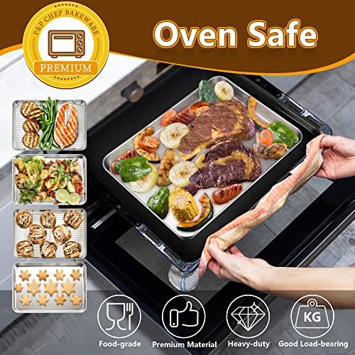 P&P CHEF Stainless Steel Baking Sheet with Rack Set for Cookie, 12.5 Inch