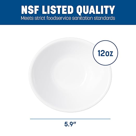 Carlisle FoodService Products Stadia Resuable Plastic Bowl for Home and Restaurant, Melamine, 12 Ounces, White