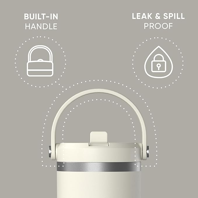 Hydrapeak Nomad 32 oz Tumbler with Handle and Straw Lid, Leakproof, Double Insulated, 32oz Cup Stainless Steel (Ivory)
