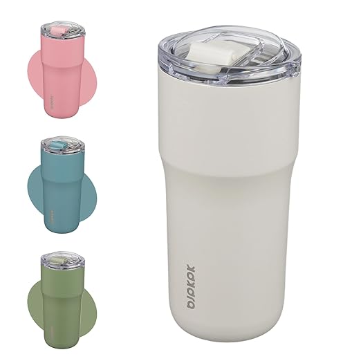 BJPKPK Insulated Tumbler,20oz Stainless Steel Tumbler with lid,Double Wall Travel Coffee Mug Thermal Cup,Keep Drinks Cold and Hot,White