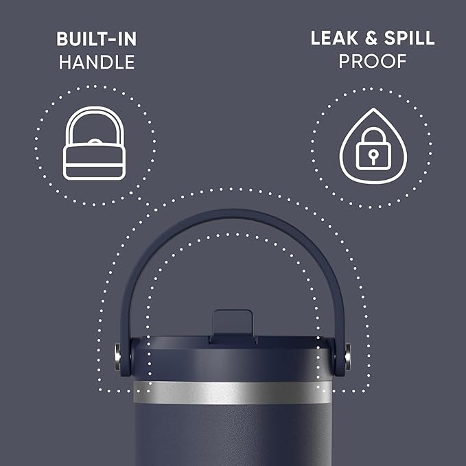 Hydrapeak Nomad 32 oz Tumbler with Handle and Straw Lid, Leakproof, Double Insulated, 32oz Cup, Stainless Steel | Navy