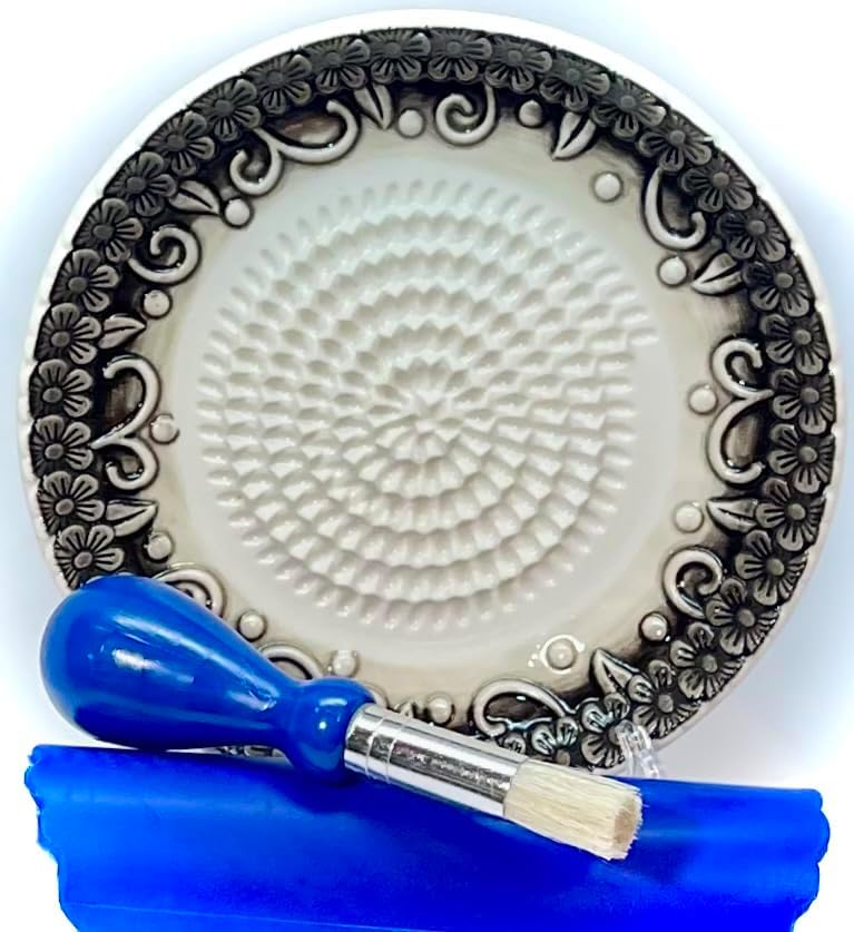 BonCera, Premium Ceramic Garlic Grater Plate Set - Black Embossed