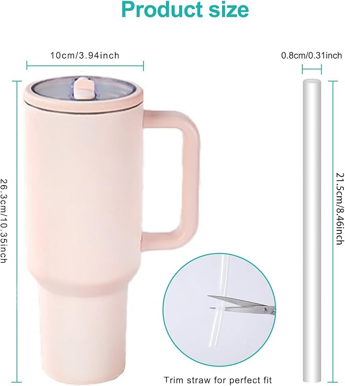 40 oz Insulated Tumbler with Handle,Flip Straw,Lid & Rubber Base Stainless Steel Water Bottle - Leak Proof Vacuum Insulated Mug BPA Free Reusable Travel Cup Gifts for Women/Men (Peach pink40oz)