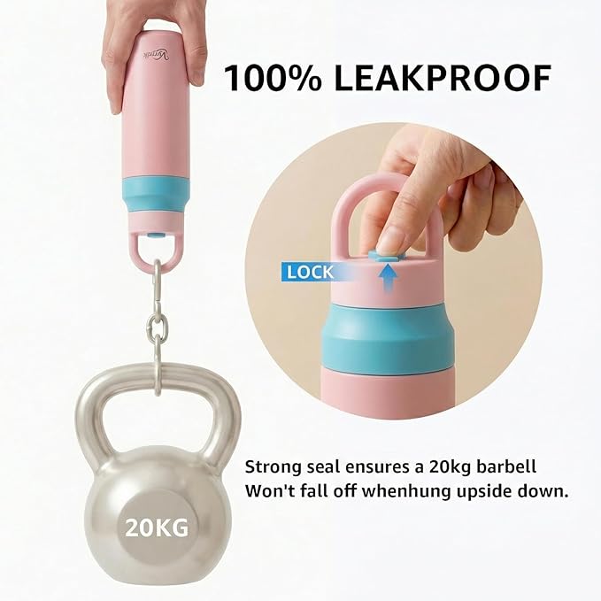 Pink Stainless Steel Water Bottle Insulated 20 oz Tumbler with Handle,Leak Proof Travel Bottles,Water Cup with Lids