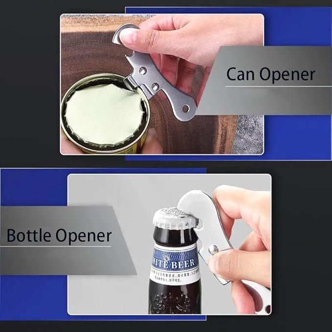 Can Opener Manual Stainless Steel Camping Can Opener, Portable Bottle Opener (2 Pieces)