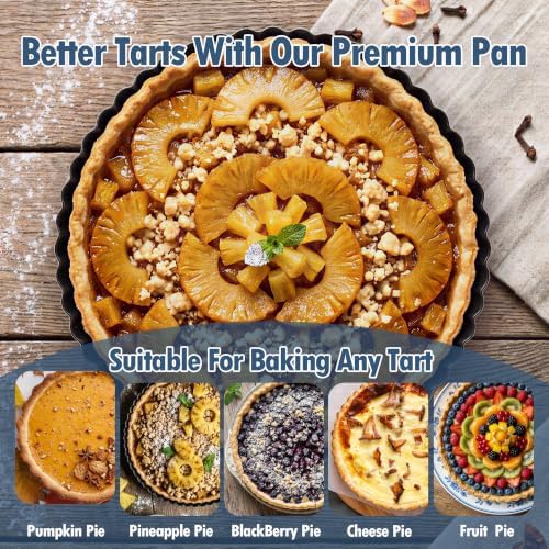 2 Pack 9 Inch Tart Pan,Removable Bottom,Nonstick Carbon Steel Quiche Pan