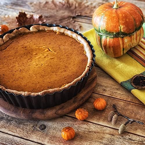 2 Pack 9.4 × 2 Inches Nonstick Tart Pan with removable bottom, Quiche Pans for Baking, Carbon Steel Deep-dish Pie Pan with Removable Loose Bottom