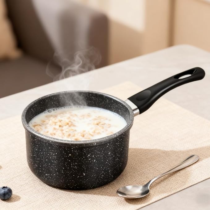 Nonstick Saucepan, 1.5 Quarts Small Cooking Pot with Swiss Granite Coating, Multipurpose Handy Milk Soup Sauce Pan, Induction Comptable, PFOA Free