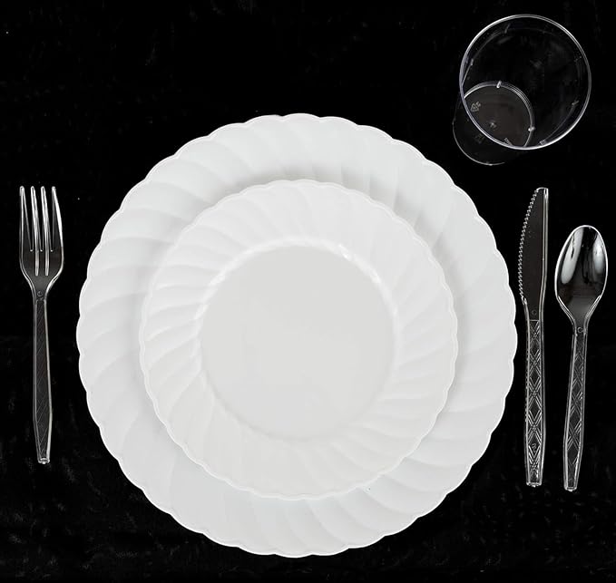 PARTY BARGAINS Argyle Settings Clear Plastic Cutlery Set 360‑Piece – 180 Forks, 120 Spoons, 60 Knives – Heavy‑Duty Disposable Utensils for Parties, Weddings, Buffets, BBQs & Catering – BPA Free