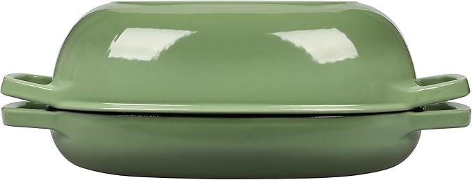 Enameled Cast Iron Oval Dutch Oven Pot with Lid, Dutch Oven for Sourdough Bread Baking, Bread Oven, Bread Dutch Oven, Oval Bread Pan, 5qt, Pistachio Green